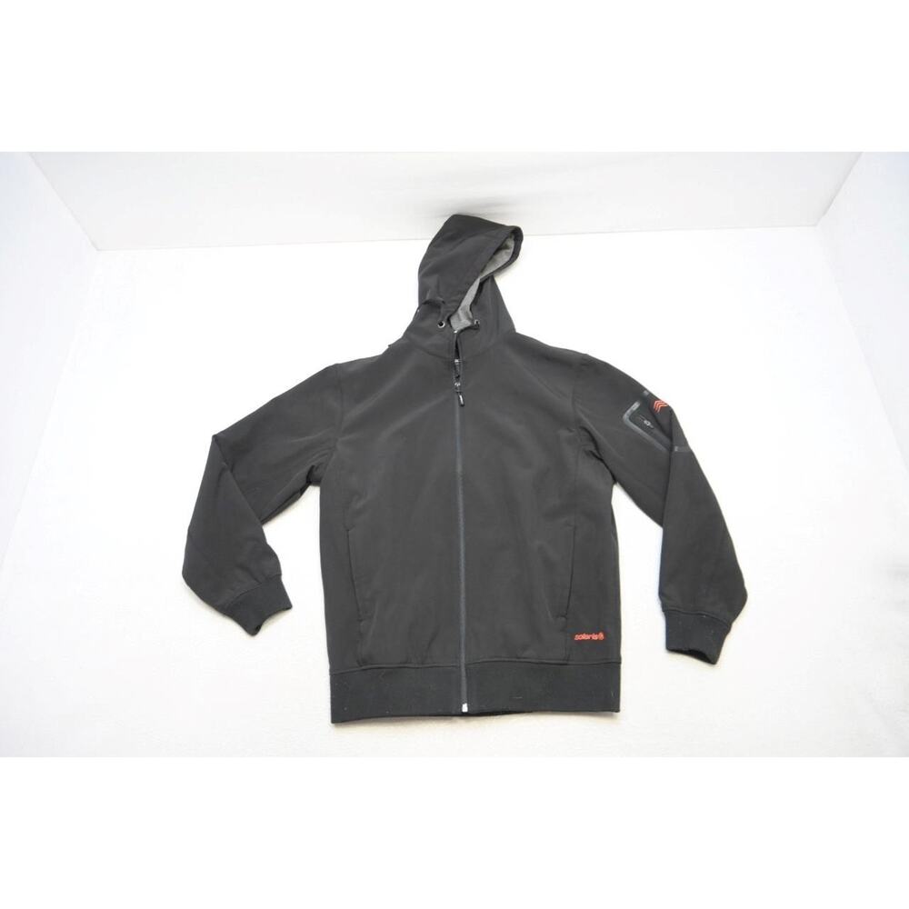 Solaris‎ Softshell Jacket hoodie Windbreaker Full Zip Fleece Black Mens Sz Large